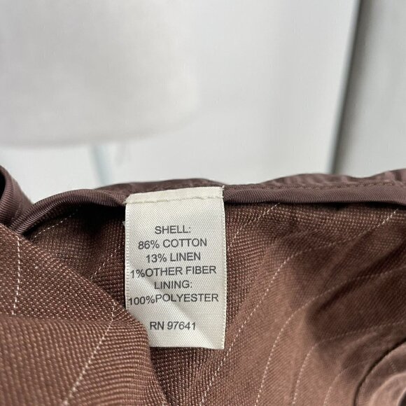 J. Jill Linen Blend Pinstripe Blazer Jacket Neutral Brown Lagenlook  size 14 - Picture 6 of 6